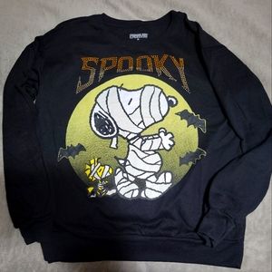Peanuts snoopy and woodstock halloween mummy crewneck sweater